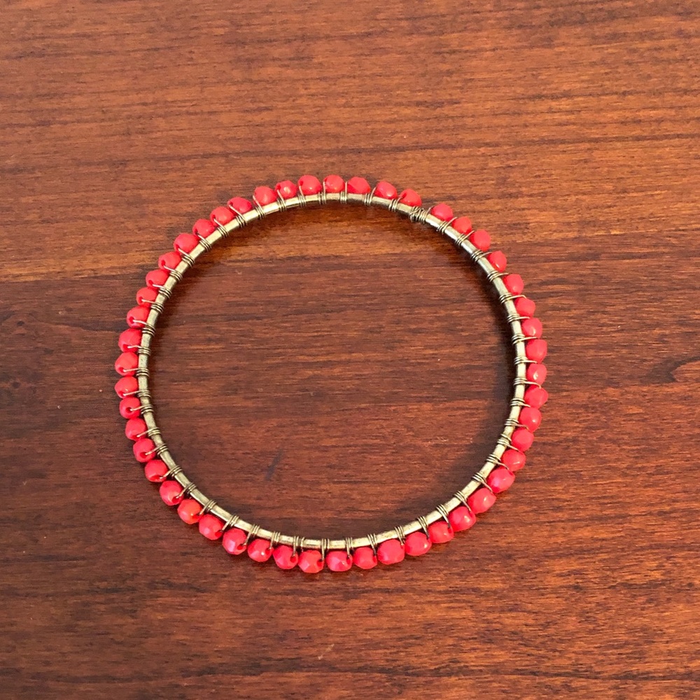 Red Beaded Bangle - image 1